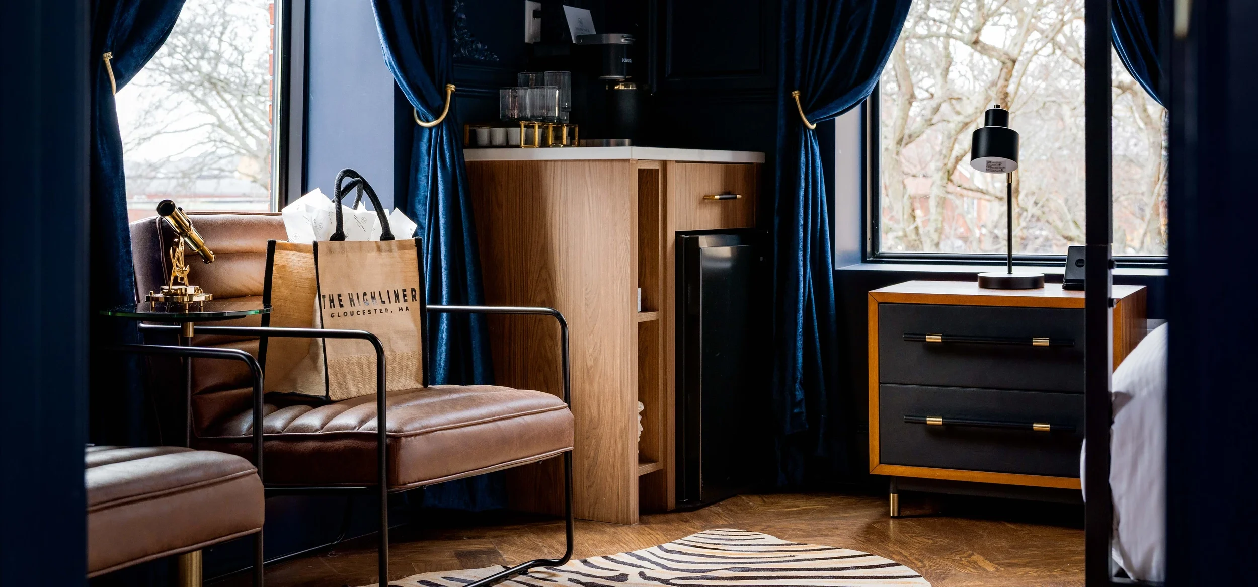 Coffee station design in The Highliner luxury boutique hotel