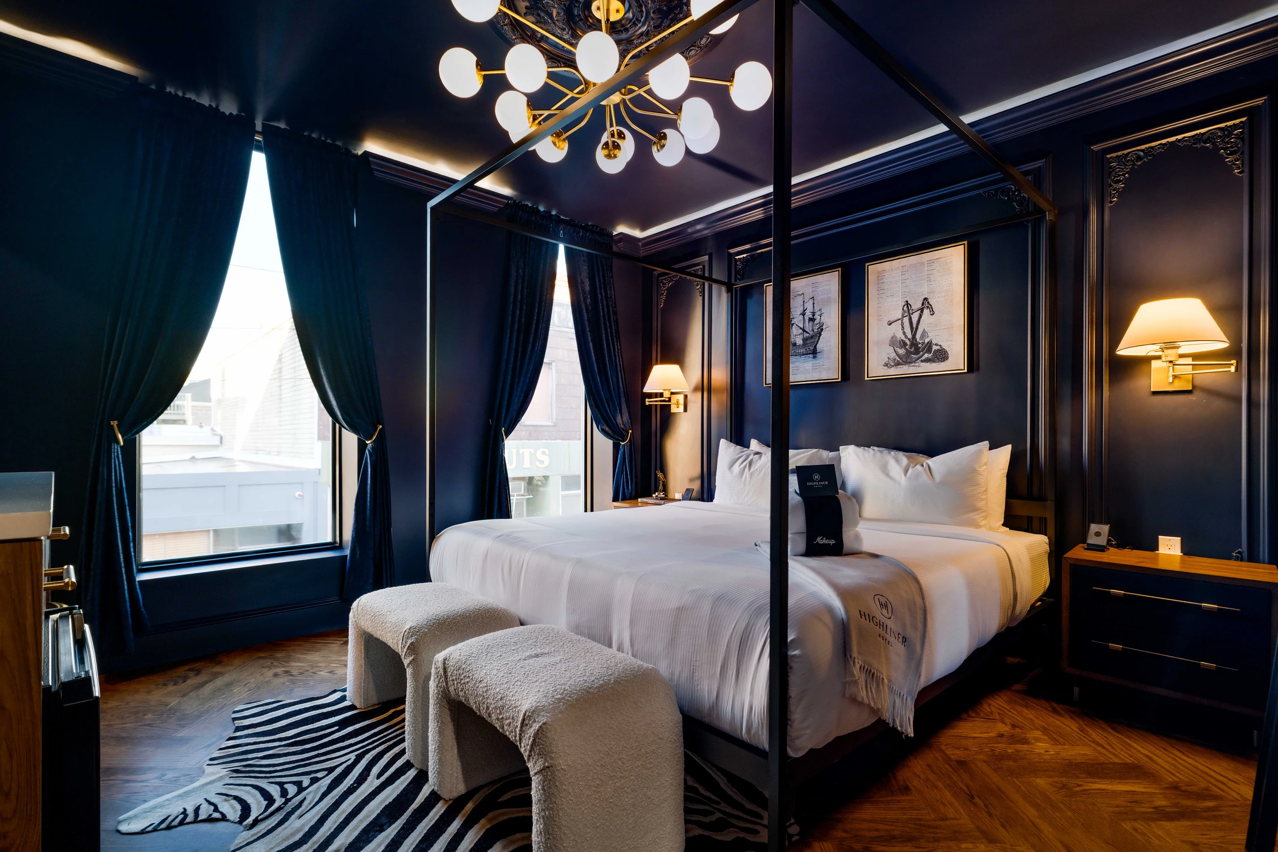 The Highliner luxury boutique hotel room 1 bed interior design