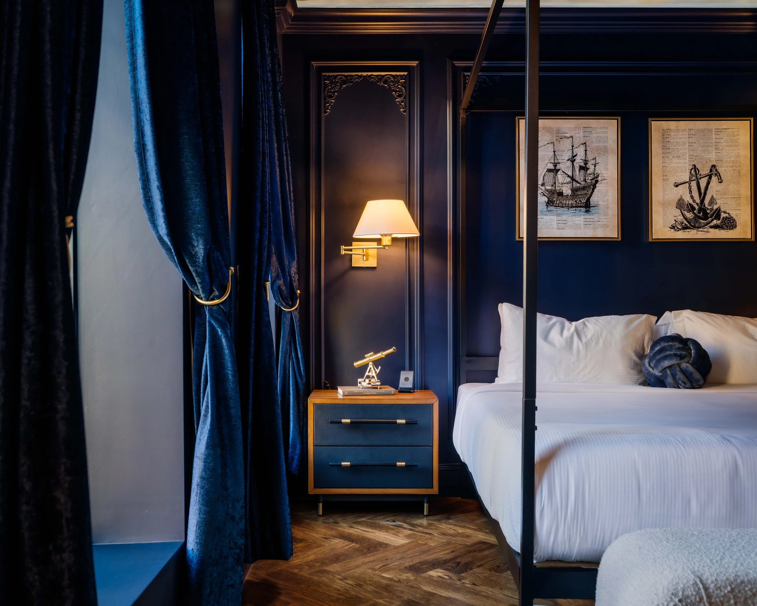 Elegant nightstand detail in The Highliner